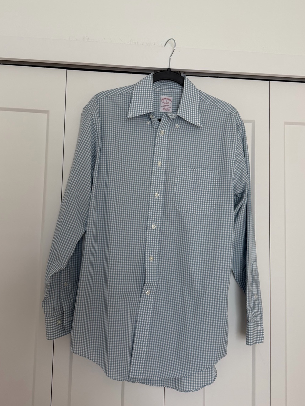 Brooks Brothers Men's Light Blue Check Long-Sleeve Button-Up Shirt